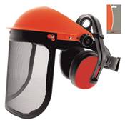 Casque anti bruit avec visiere grillagee de protection relevable