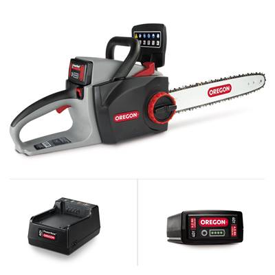 Tronçonneuse à batterie Oregon CS300 pack chargeur et batterie